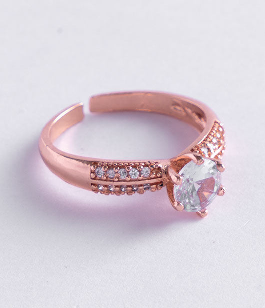 Rose Gold Crystal Solitaire Ring