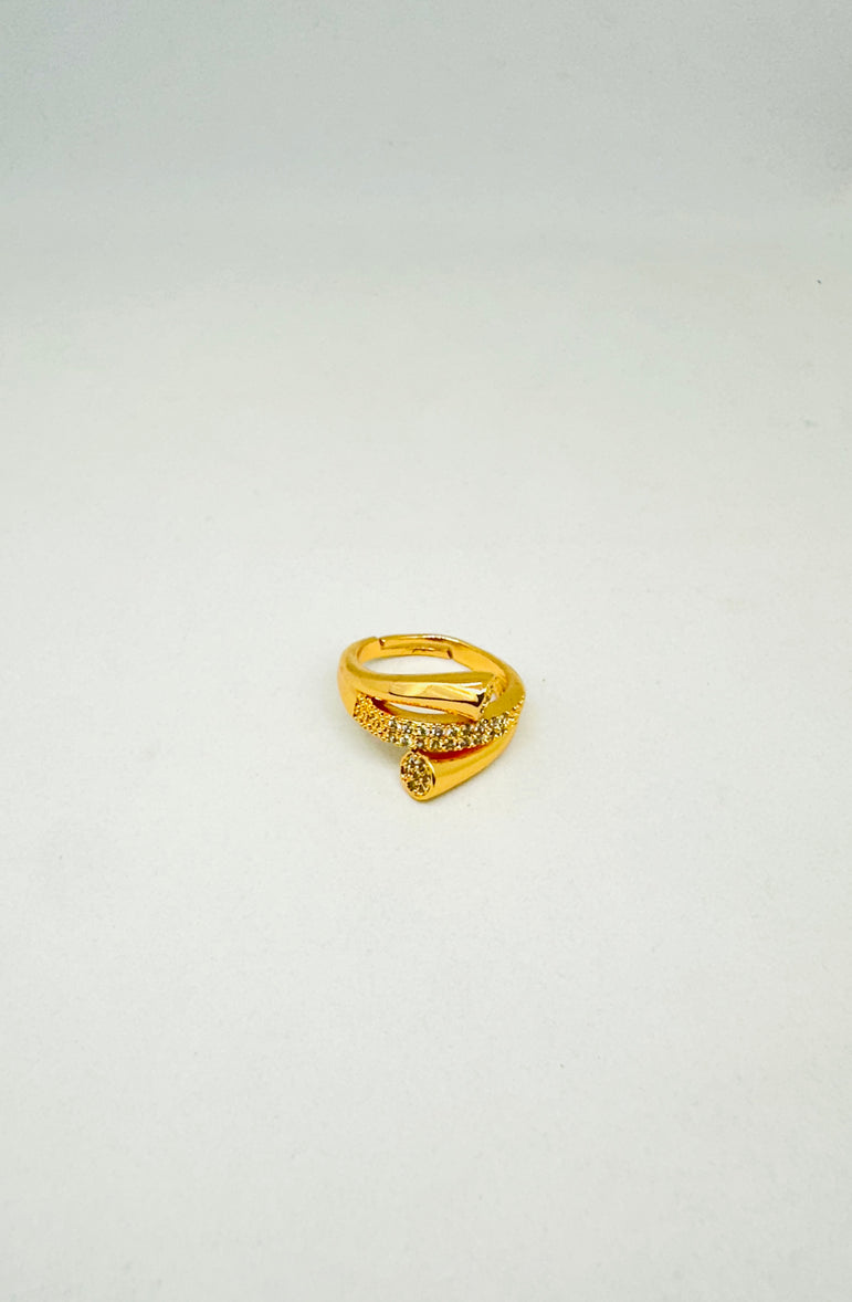 Elegant Gold-Tone Crystal Ring