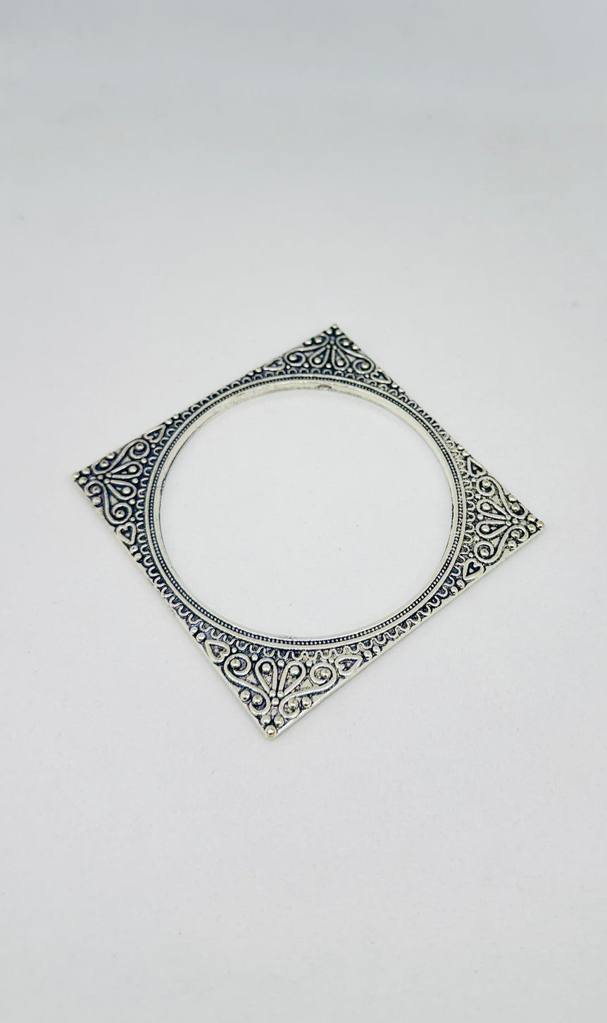 Antique Silver-Tone Square Bangle