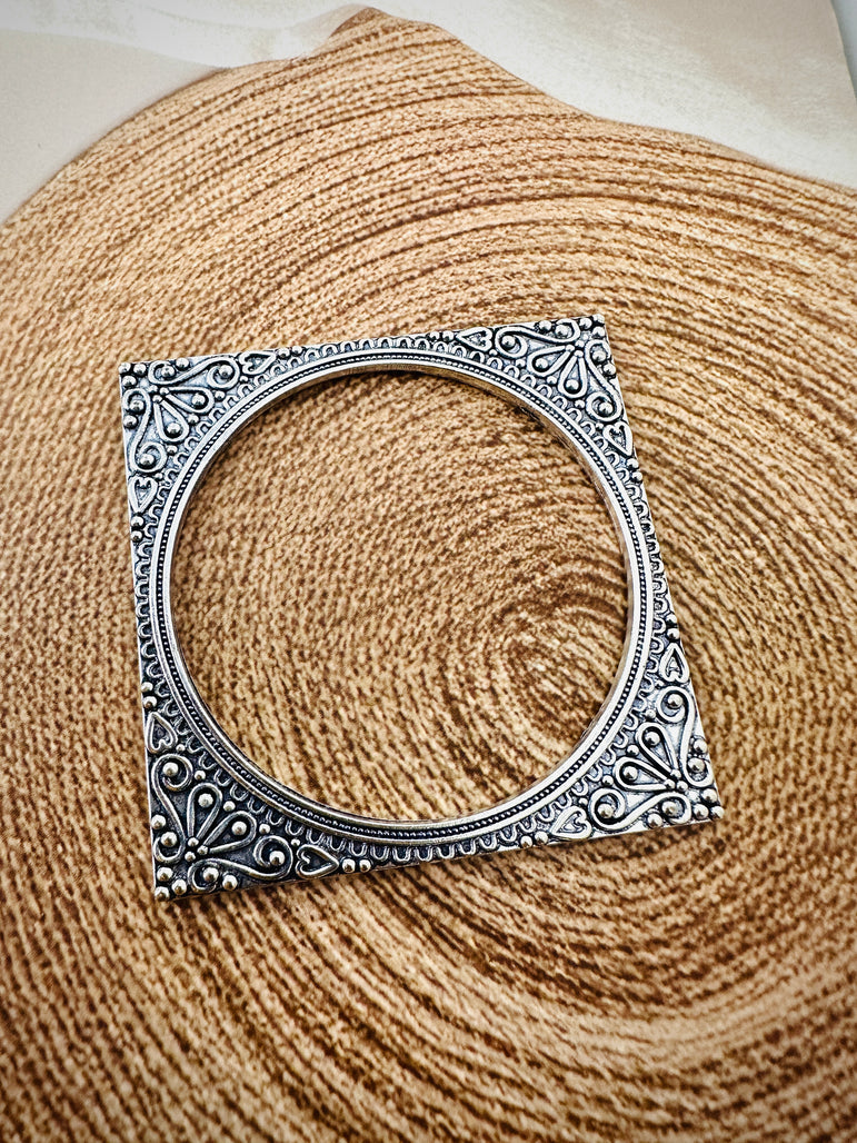 Antique Silver-Tone Square Bangle