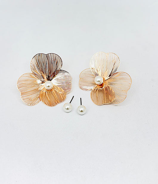 Gold Floral Statement Earrings