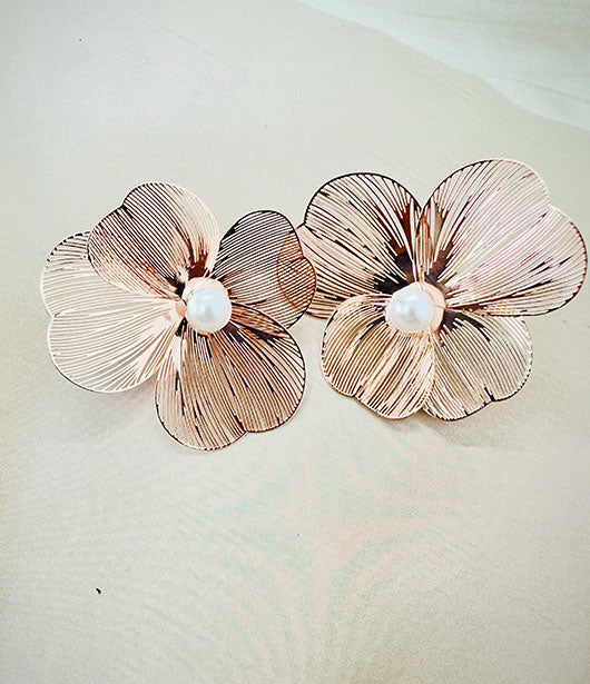 Gold Floral Statement Earrings