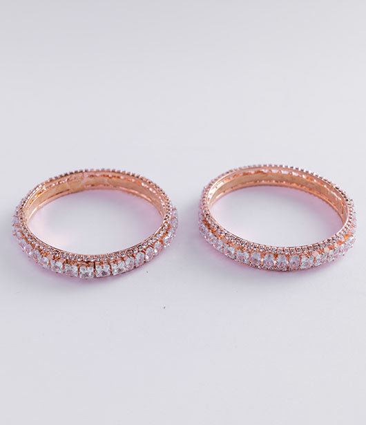 Rose Gold Crystal-Studded Bangles