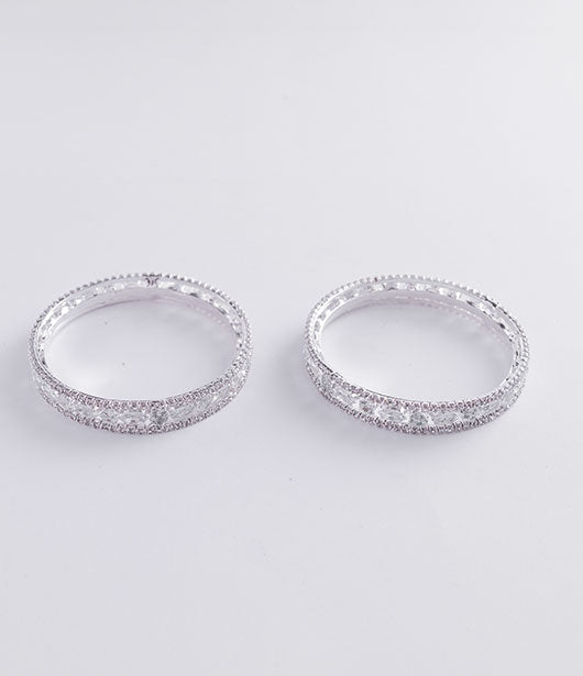 Silver-Toned Crystal Bangles