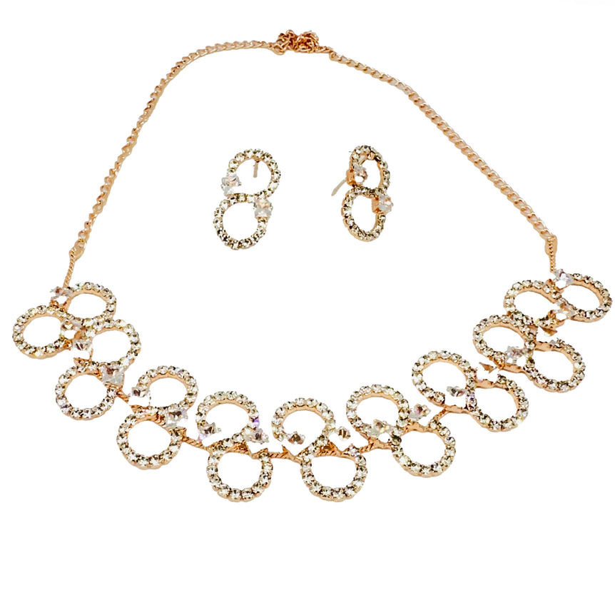 Circular Crystal Necklace and Earring Set