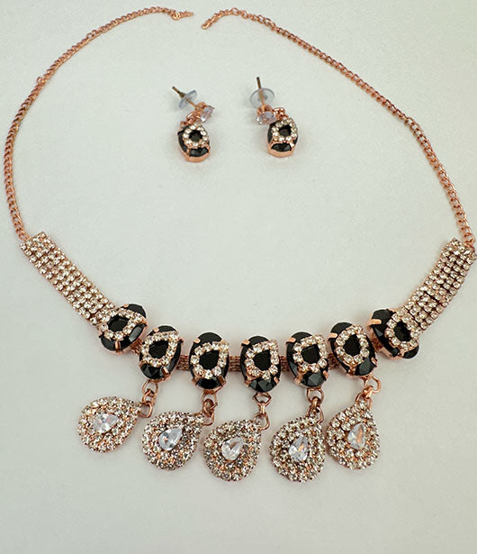 Elegant Crystal Drop Necklace Set with Earrings