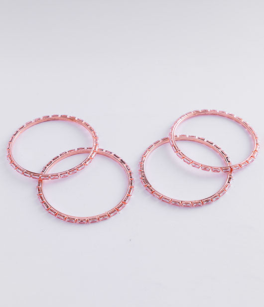 Rose Gold Crystal Bangle Set (Set of 4)