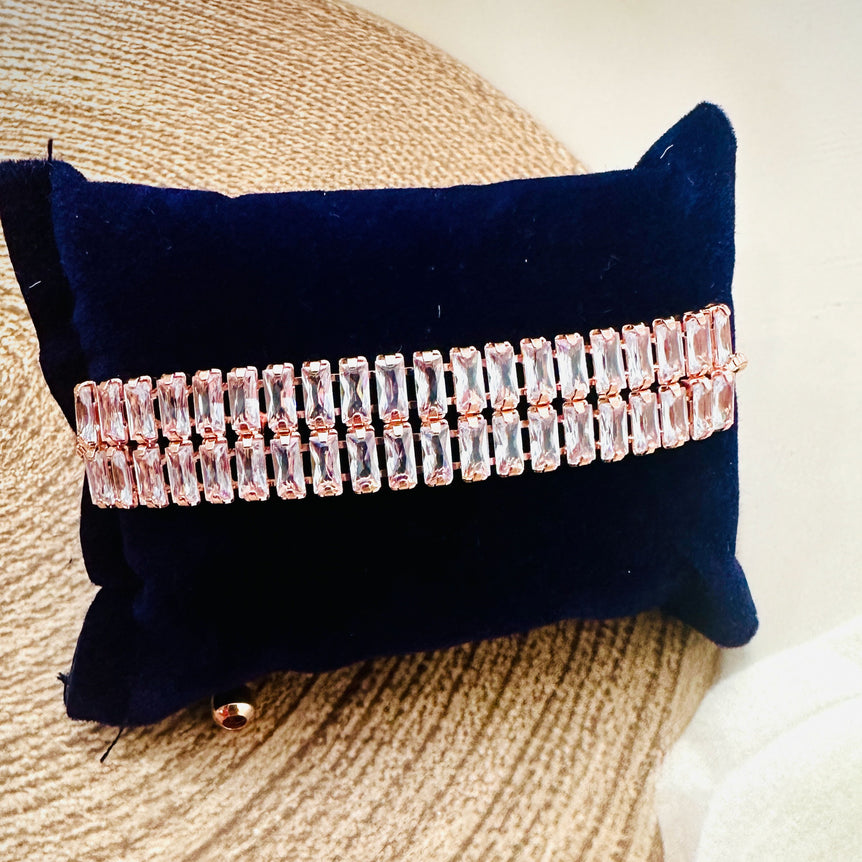 Adjustable Rose Gold Baguette Crystal Bracelet