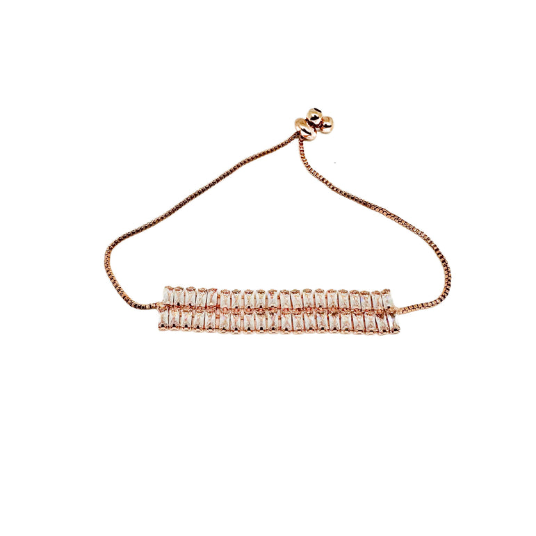 Adjustable Rose Gold Baguette Crystal Bracelet