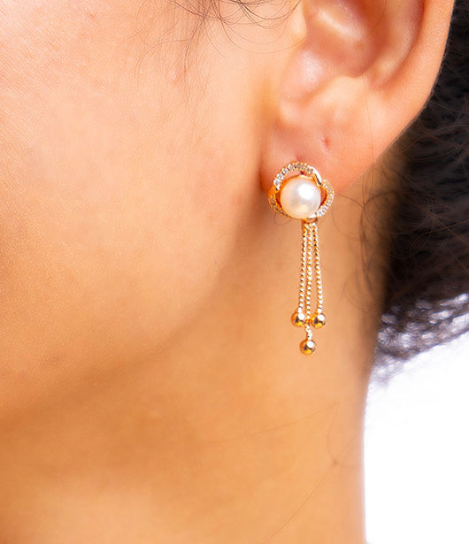 Rose Gold Pearl Drop Earrings