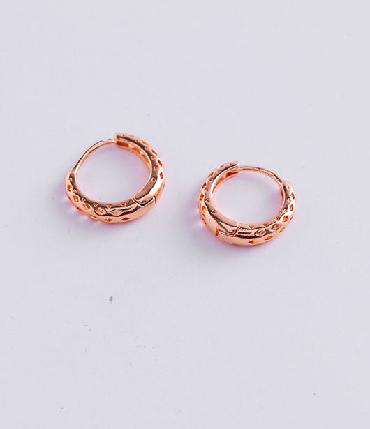 Rose Gold Textured Huggie Hoop Earrings