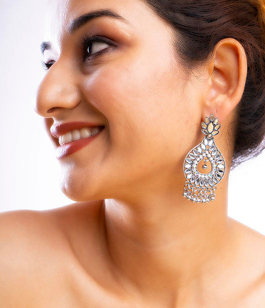 Lotus Charm Chandbali Earrings