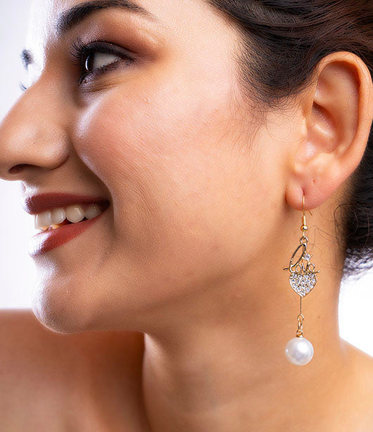 Love Charm Pearl Drop Earrings