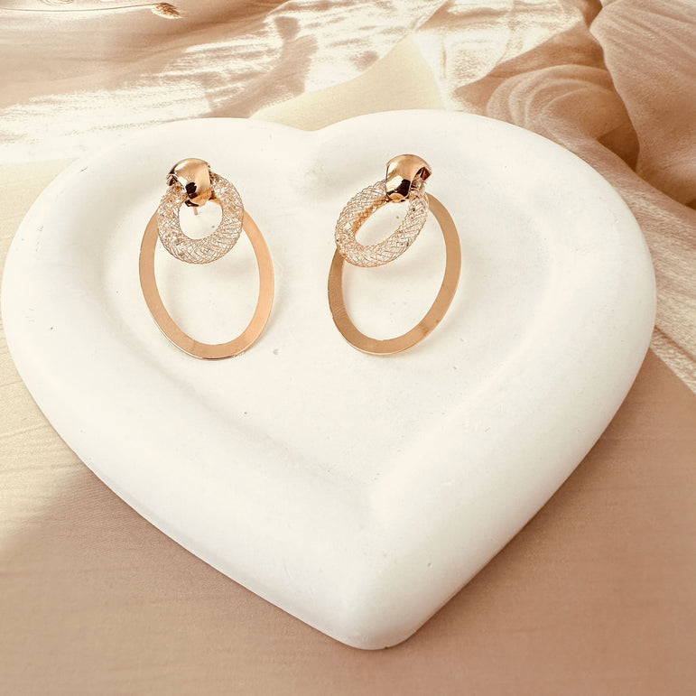 Dual Hoop Rose Gold Statement Earrings