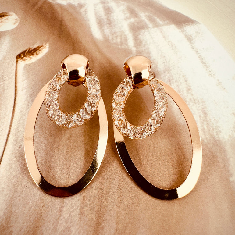 Dual Hoop Rose Gold Statement Earrings