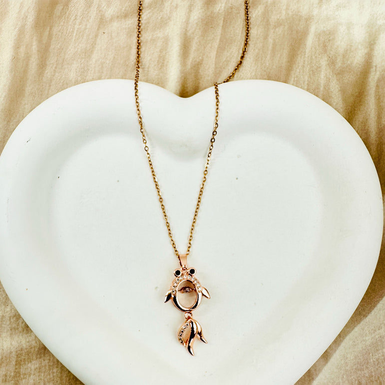 Goldfish-Inspired Chain Pendant with Rose Gold Finish