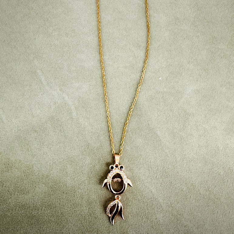 Goldfish-Inspired Chain Pendant with Rose Gold Finish