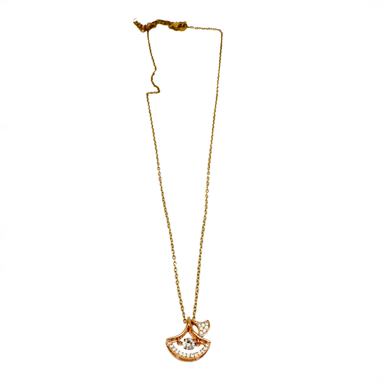 Elegant Fan-Shaped Chain Pendant with Crystal Accents