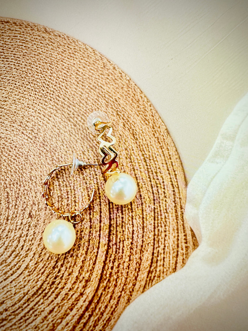 Pearl Drop Zigzag Earrings