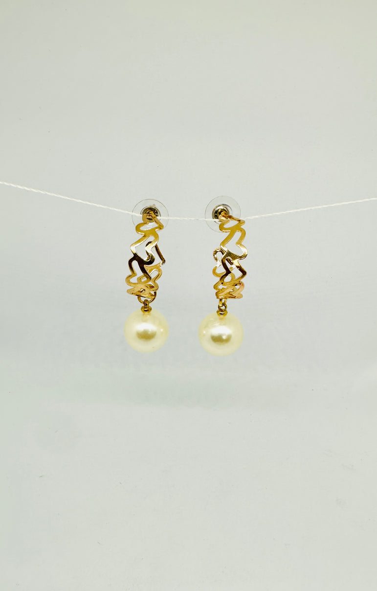 Pearl Drop Zigzag Earrings