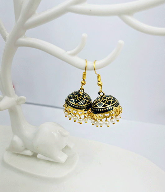 Jhumka Earrings with Pearl Drops