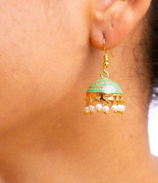 Jhumka Earrings with Pearl Drops