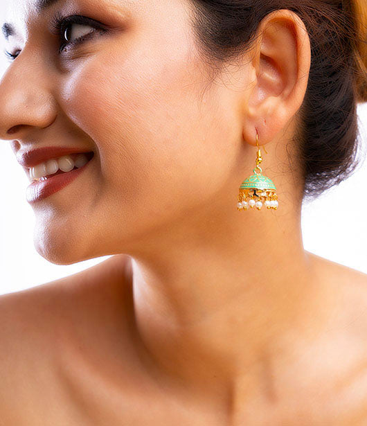 Jhumka Earrings with Pearl Drops