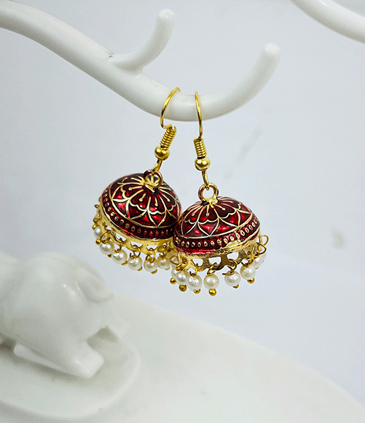 Jhumka Earrings with Pearl Drops