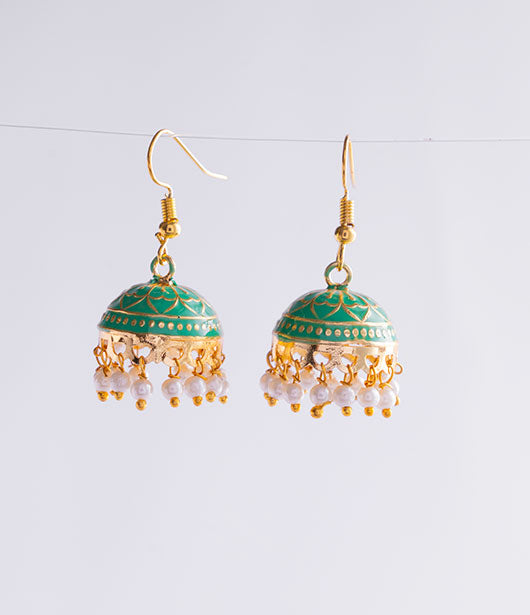 Jhumka Earrings with Pearl Drops