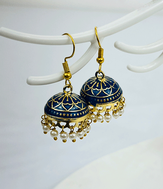 Jhumka Earrings with Pearl Drops