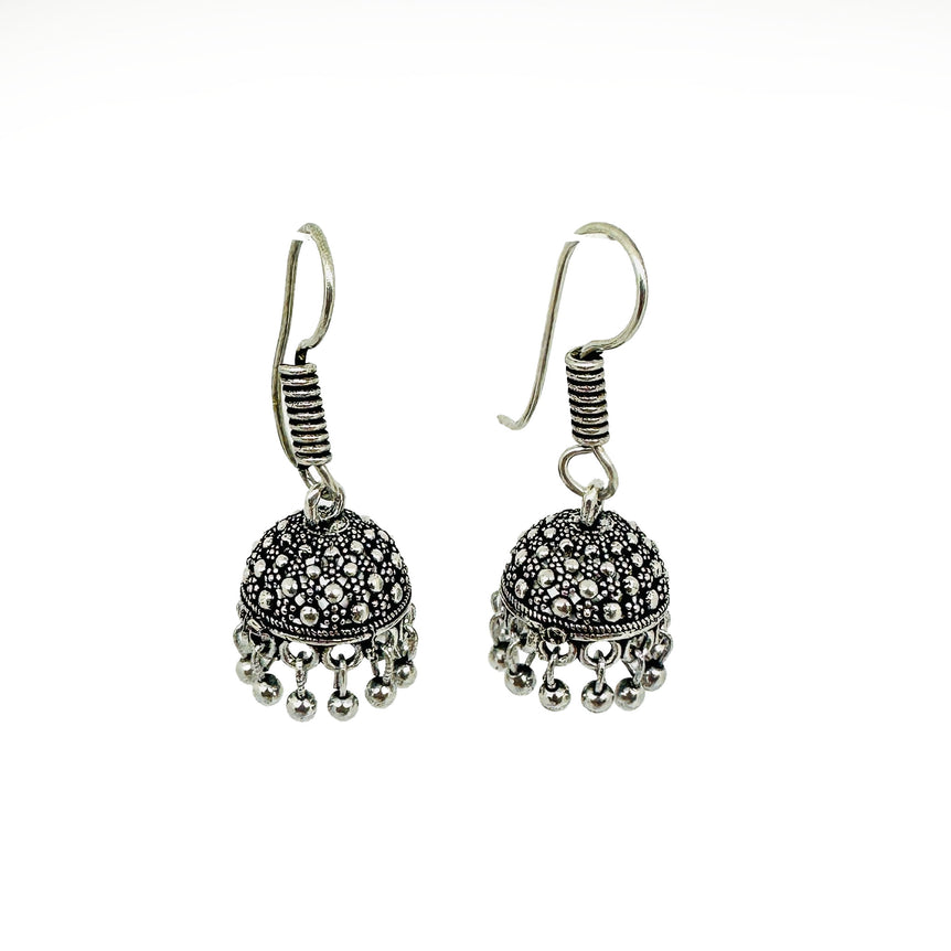 Antique Silver-Tone Jhumka Earrings