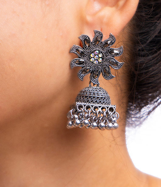 Floral Sunburst Jhumka Earring