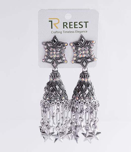 Star-Shaped Tassel Jhumka Earrings