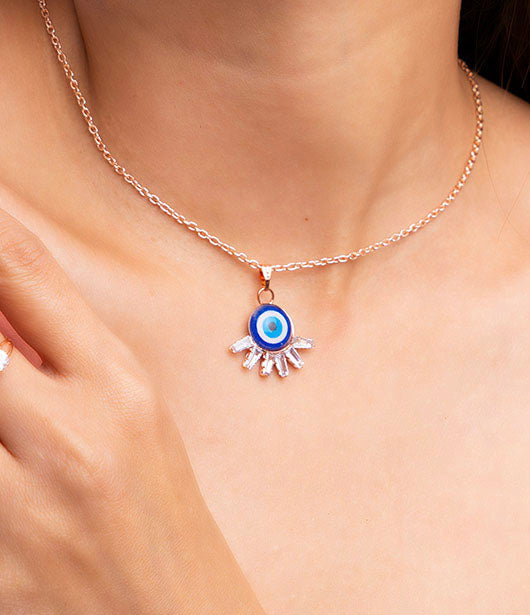 Evil Eye Jewelry Set (Chain Pendant, Bracelet, Ring, and Earrings)