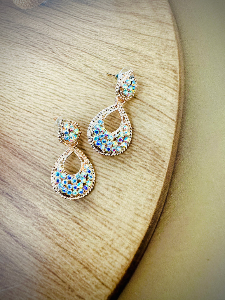 Crystal-Encrusted Teardrop Earrings