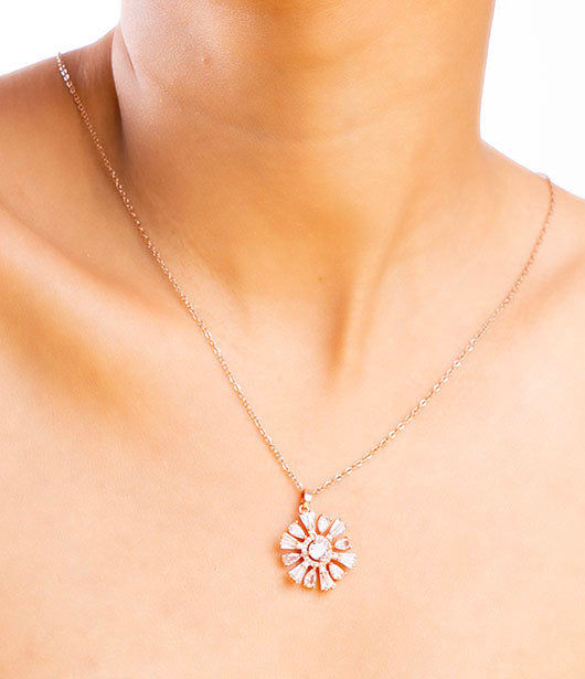 Rose Gold Floral Chain Pendant