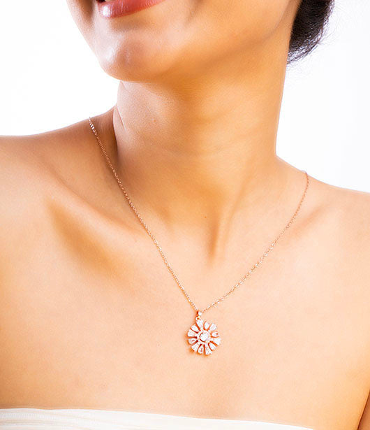 Rose Gold Floral Chain Pendant