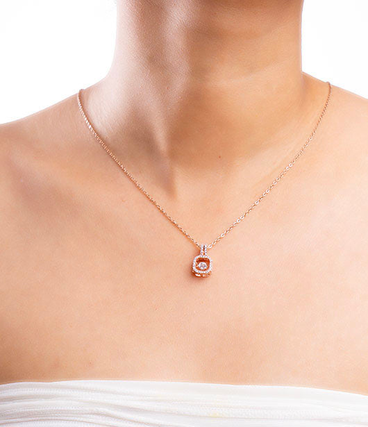 Rose Gold Diamond Halo Chain Pendant