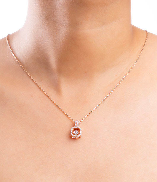 Rose Gold Diamond Halo Chain Pendant