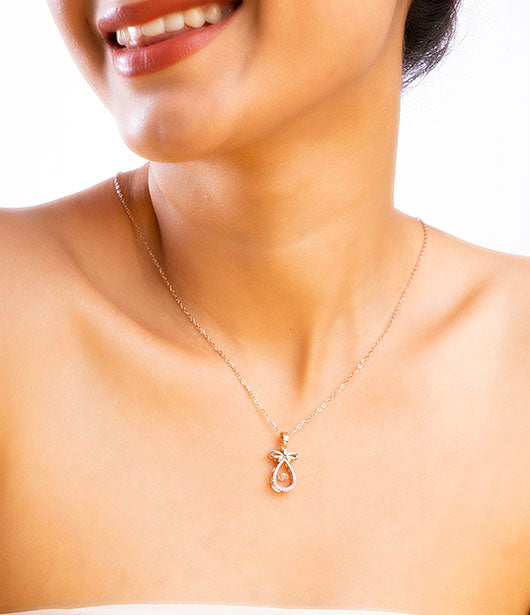 Rose Gold Teardrop  Chain Pendant