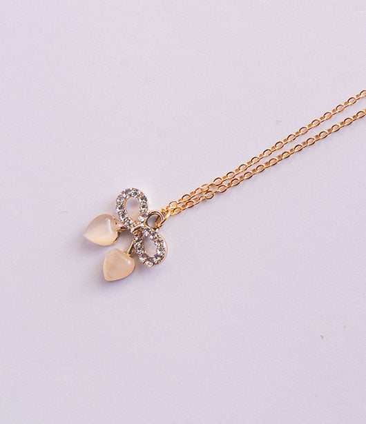 Rose Gold Butterfly Pendant Necklace with Dual Chains