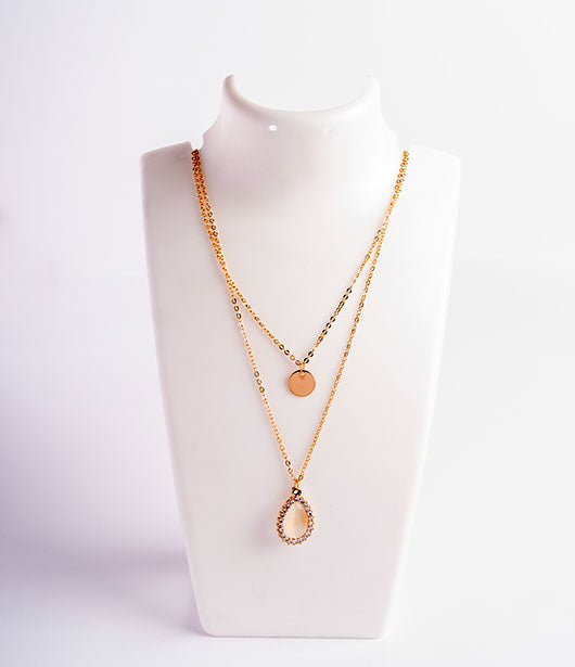 Gold Dual-Layered Teardrop Necklace