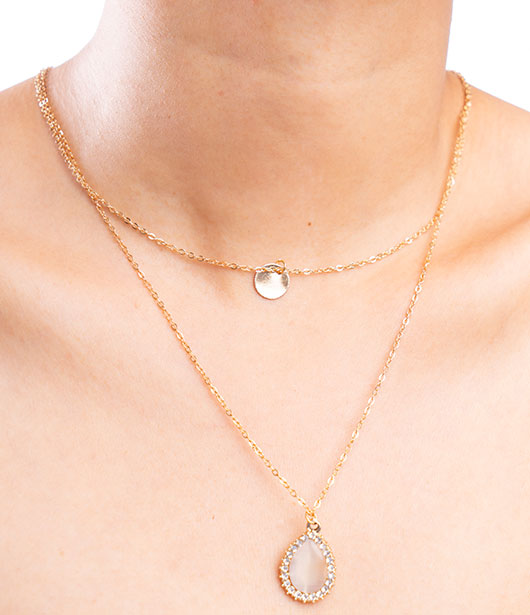 Gold Dual-Layered Teardrop Necklace