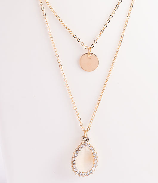 Gold Dual-Layered Teardrop Necklace