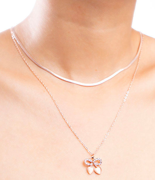 Rose Gold Dual-Layered Butterfly Necklace