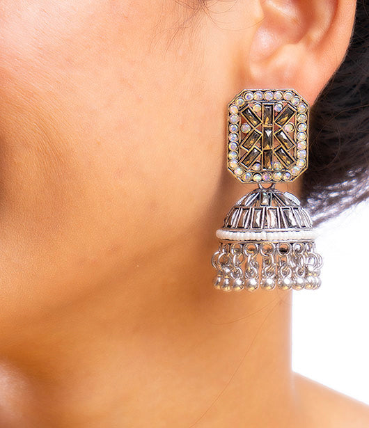 Geometric Statement Jhumka Earrings