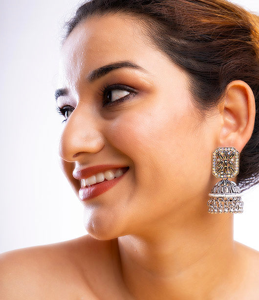 Geometric Statement Jhumka Earrings