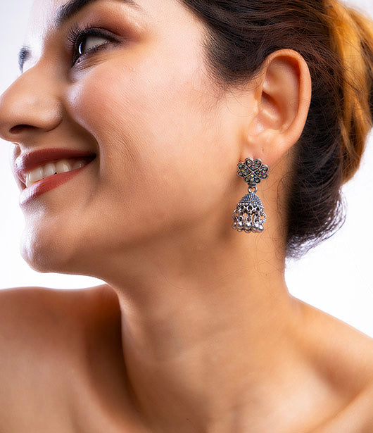 Floral Charm Jhumka Earrings