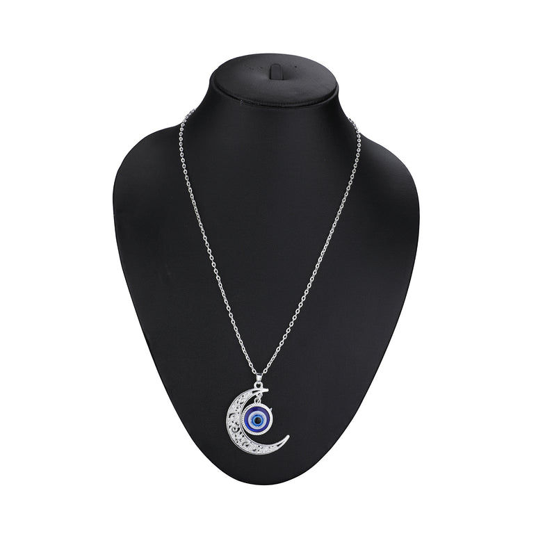 Crescent Moon Evil Eye Chain Pendant