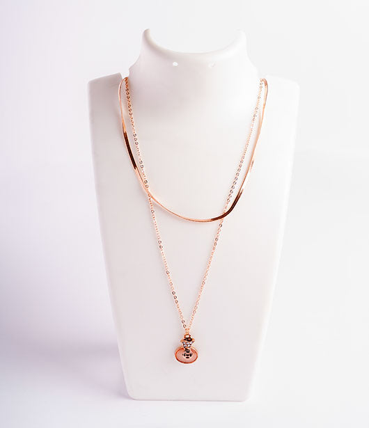 Dual-Layer Sleek Chain with Cat Pendant Necklace